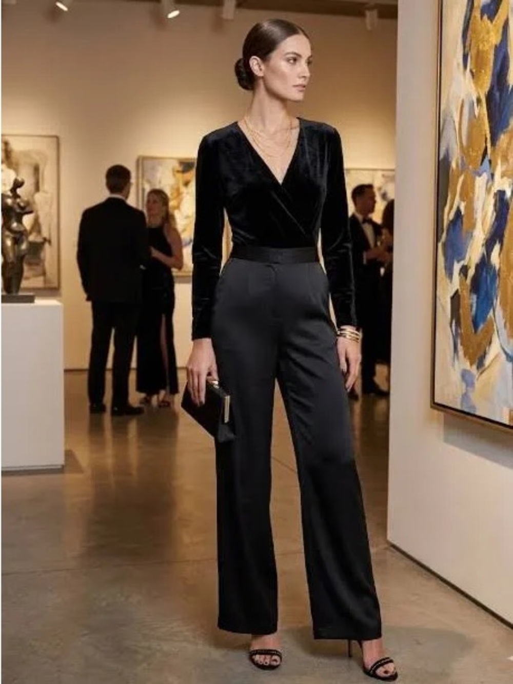 Banana Republic Black Velvet Surplice Bodysuit